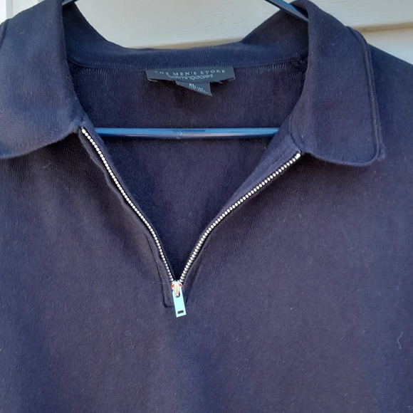 The Mens Store Bloomingdale's Mens XL Navy Polo Shirt Half Zipper - Picture 5 of 6